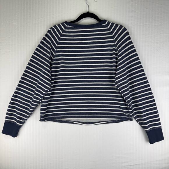 Mile(s) By Madewell Navy Blue & White Striped Pullover Sweatshirt Size Medium - Picture 6 of 8